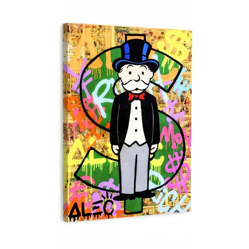 Set 3 Cuadros Decorativos Alec Monopoly | Arte Callejera | Canvas moderno listo para colgar | 3 cuadros de 25x35cm cada cuadro 