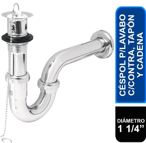 CESPOL PARA LAVABO 1-1/4" LATON CROMADO TIPO MONEDA FOSET 