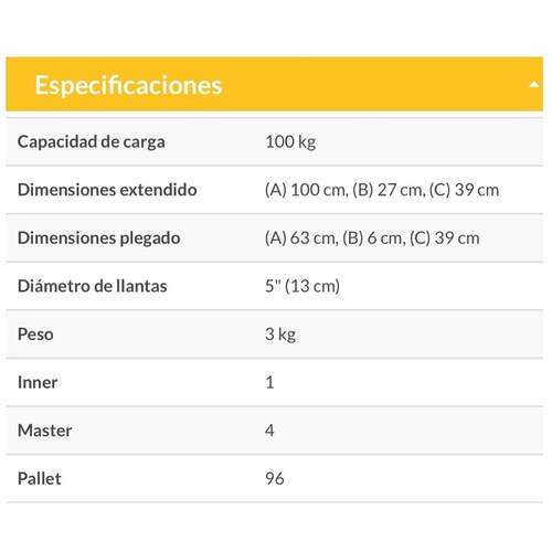 Diablo De Carga Plegable 100 Kg Pretul 24127