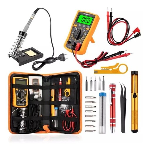 Cautín Electrico Ajustable Multimetro Kit Soldadura Accesorios