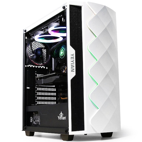 Gabinete YeYian ABYSS 2500 3 Ventiladores LED RGB Vidrio Templado Blanco YGA-49702