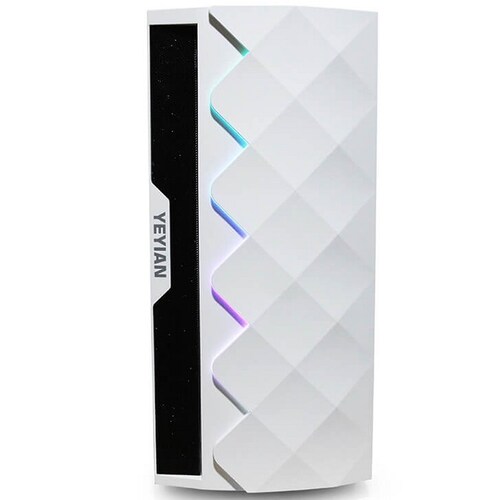 Gabinete YeYian ABYSS 2500 3 Ventiladores LED RGB Vidrio Templado Blanco YGA-49702