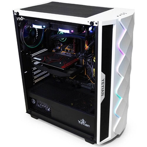 Gabinete YeYian ABYSS 2500 3 Ventiladores LED RGB Vidrio Templado Blanco YGA-49702