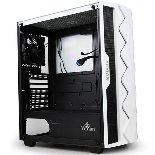 Gabinete YeYian ABYSS 2500 3 Ventiladores LED RGB Vidrio Templado Blanco YGA-49702