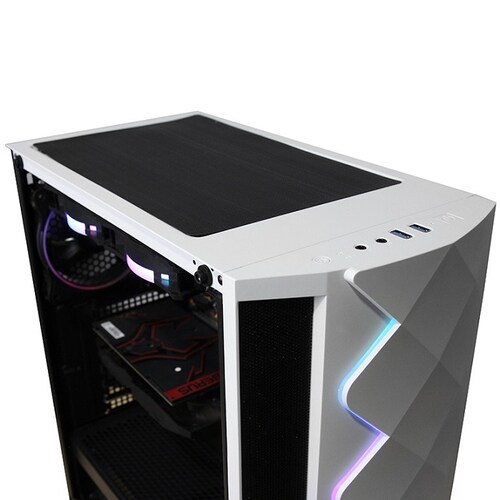 Gabinete YeYian ABYSS 2500 3 Ventiladores LED RGB Vidrio Templado Blanco YGA-49702