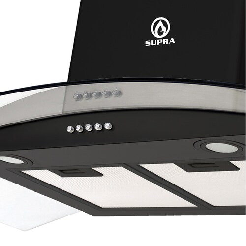 Campana de cocina 90cm SUPRA CC-90-BLACK campana extractora de acero inoxidable color negro matte y cristal curvo