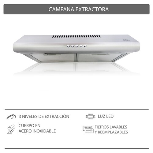 Campana extractora para cocina de 50cm SUPRA CB-50 en acero inoxidable 