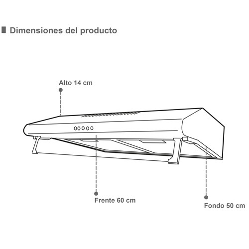 Campana extractora para cocina de 60 cm SUPRA CB-60 de acero inoxidable 