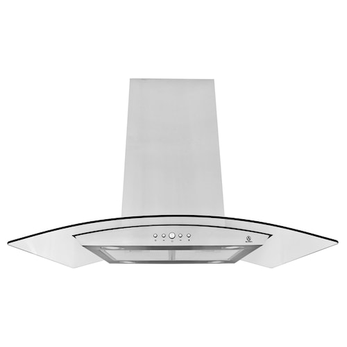 Campana extractora para cocina de isla SUPRA CI-90 en acero inoxidable y cristal curvo de 90 cm 