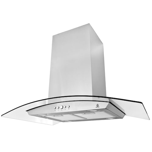 Campana extractora para cocina de isla SUPRA CI-90 en acero inoxidable y cristal curvo de 90 cm 