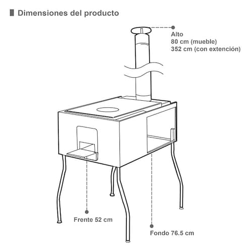 Estufa ecológica ECOFLAMA, diseñada para la ebullición y cocción de alimentos a fuego directo e indirecto, utilizando leña como principal combustible