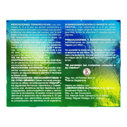 Vidamil Oral Limon 1 Caja 5 Ampolletas 3 Ml