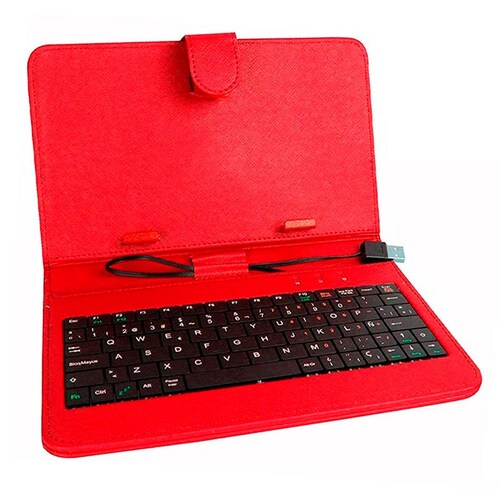 Funda Con Teclado P/Tablet 7" Color Rojo