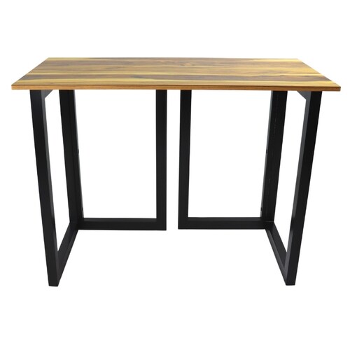 Escritorio en Casa para Gamer o Home Office un Cubierta de Parota y Patas de Madera Solida en Color Negro Norval