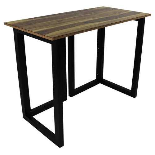 Escritorio en Casa para Gamer o Home Office un Cubierta de Parota y Patas de Madera Solida en Color Negro Norval