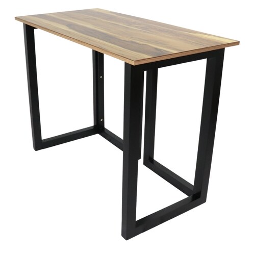 Escritorio en Casa para Gamer o Home Office un Cubierta de Parota y Patas de Madera Solida en Color Negro Norval
