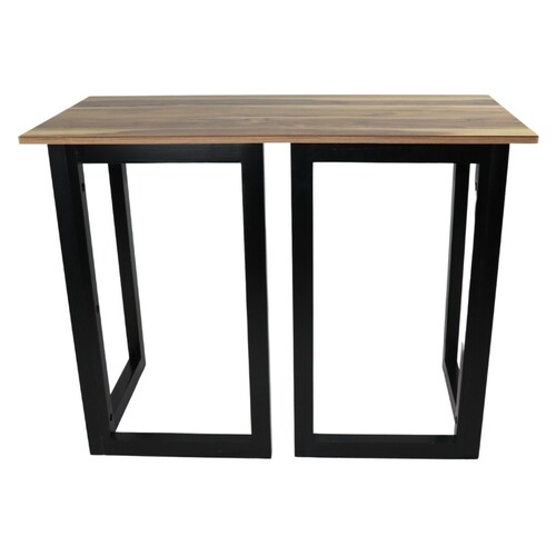 Escritorio en Casa para Gamer o Home Office un Cubierta de Parota y Patas de Madera Solida en Color Negro Norval