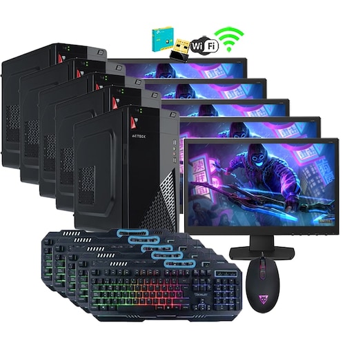 kit ciber cafe 5 Pc computadoras 8gb ram 120Gb ssd monitor 18.5 Teclado Y mouse RGB LEDS