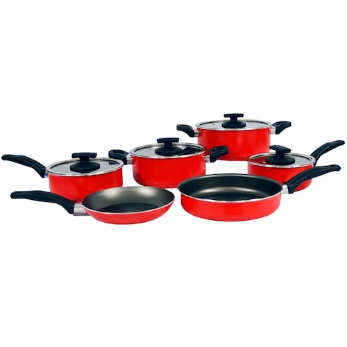 Batería de cocina Tramontina Toronto 20499/730 ROJA 10 piezas END
