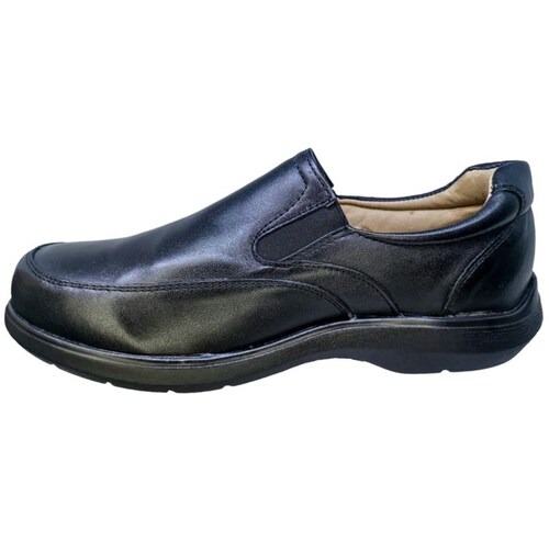 Calzado Especial Para Pie Delicado Y Diabetico Piel Borrego Mocasin Negro Doble Ancho