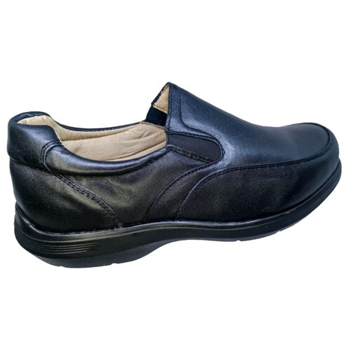 Calzado Especial Para Pie Delicado Y Diabetico Piel Borrego Mocasin Negro Doble Ancho