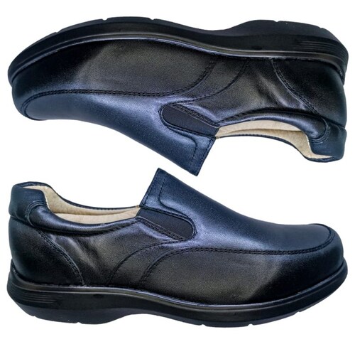 Calzado Especial Para Pie Delicado Y Diabetico Piel Borrego Mocasin Negro Doble Ancho
