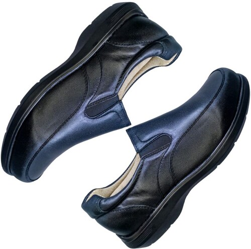 Calzado Especial Para Pie Delicado Y Diabetico Piel Borrego Mocasin Negro Doble Ancho