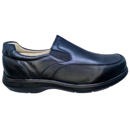 Calzado Especial Para Pie Delicado Y Diabetico Piel Borrego Mocasin Negro Doble Ancho