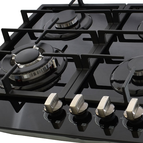 Parrilla de gas empotrable de 6 quemadores SUPRA DIAMOND GLASS de 87cm con cubierta de cristal templado negro