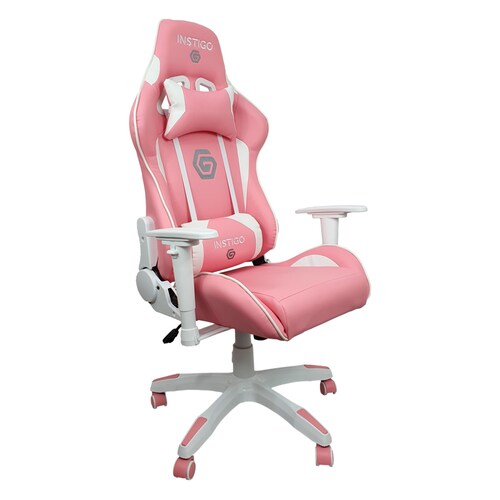 Silla Gamer Ergonómica Reclinable Instigo Gaming IG626 - Rosa con Blanco