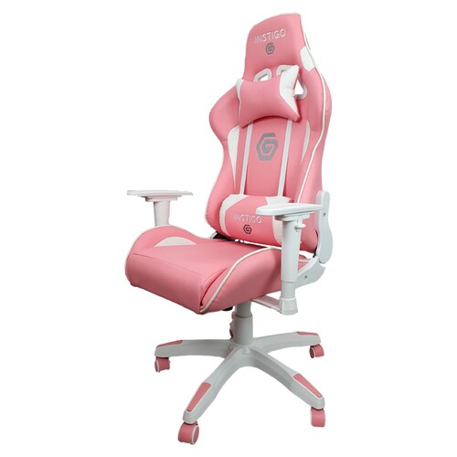 Silla Gamer Ergonómica Reclinable Instigo Gaming IG626 - Rosa con Blanco