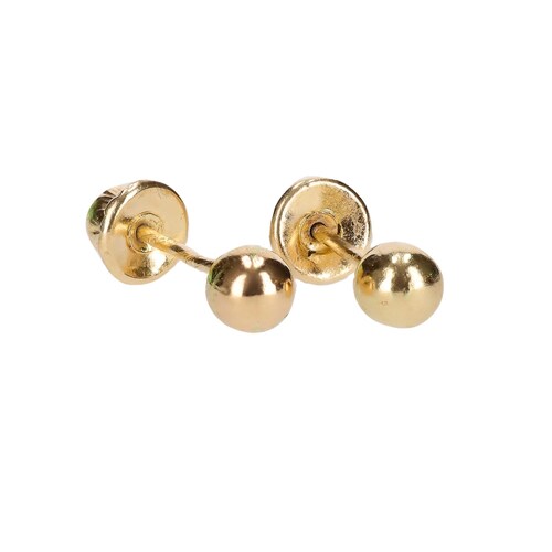 Aretes Broquel de Bola Dormilona 3 mm Oro Amarillo 10 k