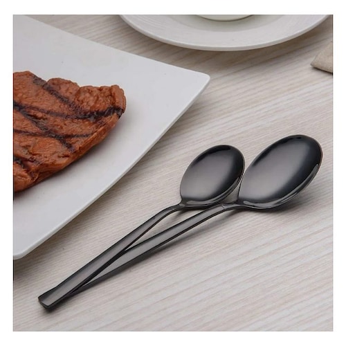 Juego De Cubiertos De Acero Inoxidable Negro, 24 Piezas