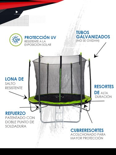 Trampolín Brincolín 8 Pies Máxima Seguridad/envió Y Escalera Gratis