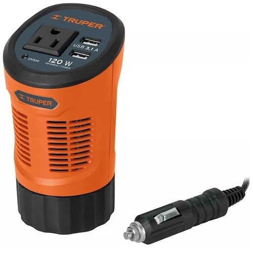 Inversor De Corriente Tipo Vaso Adaptador para Auto 2 puertos USB 120 W 