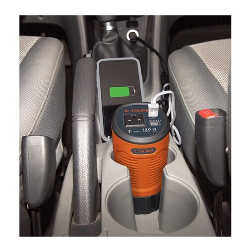Inversor De Corriente Tipo Vaso Adaptador para Auto 2 puertos USB 120 W 