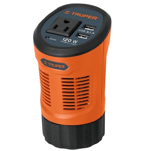 Inversor De Corriente Tipo Vaso Adaptador para Auto 2 puertos USB 120 W 