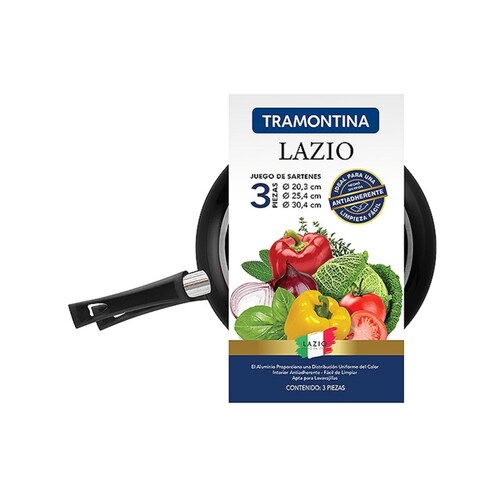 Juego de Sartenes Tramontina 80112050 Lazio 3 Piezas Negro END2*