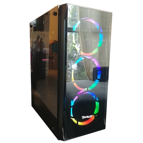 Gabinete Gamer Atx Ocelot Ogec01 Panel De Cristal Templado SIN FUENTE DE PODER, INCLUYE 3 ventiladores RGB