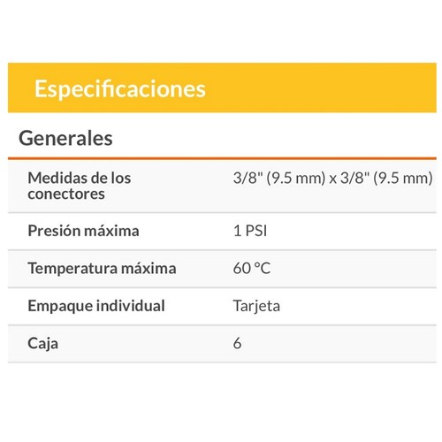 MANGUERA PARA GAS  DE 5 METROS FLEXIBLE DE ALUMINIO 3/8 PULG FOSET 