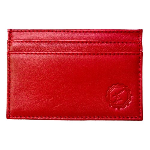 Tarjetero Color Rojo Completamente En Piel 100% Piel Enco