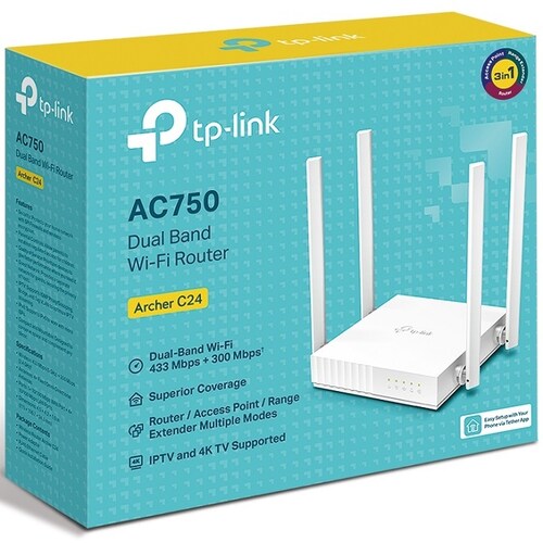  ROUTER INALAMBRICO DOBLE BANDA TP-LINK AC750 300 MBPS 2.4GHZ Y 5 GHZ ARCHER C24