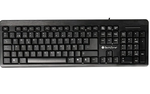 Teclado Usb Negro Windows Mac Universal Alambrico Estandar TZ16TEC01-ALA Pc Lap 104 Teclas Derecho Escuela