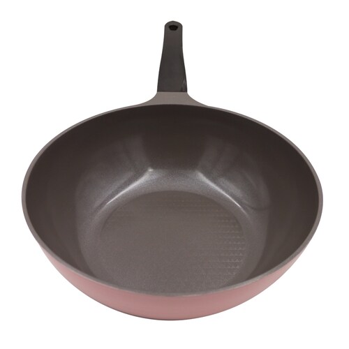 Sartén Wok Cerámico Hello Home en Color Rosa. 30 cm de Diámetro. 