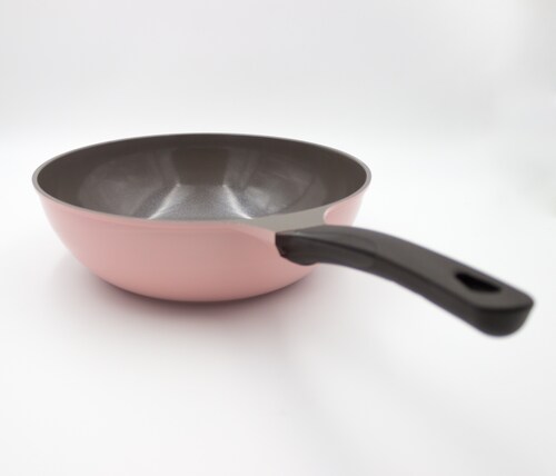 Sartén Wok Cerámico Hello Home en Color Rosa. 30 cm de Diámetro. 