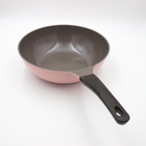 Sartén Wok Cerámico Hello Home en Color Rosa. 30 cm de Diámetro. 