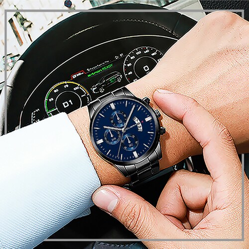 Reloj Cuena Hombre, Eslabones Metálicos, Ajustable, Broche de Presión 