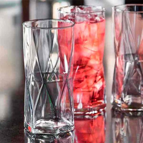 Vaso Rombus alto vidrio 465 ml CRISA 6300 Old Fashion 12 piezas