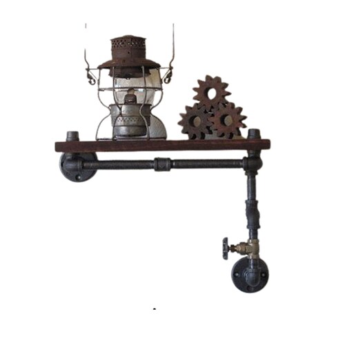 Repisa Tipo Industrial Vintage 19x55 Cm. Con Valvula Globo Decorativa