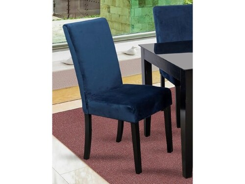 Comedor Angy Azul 6 Sillas en Madera y Cubierta de Cristal.